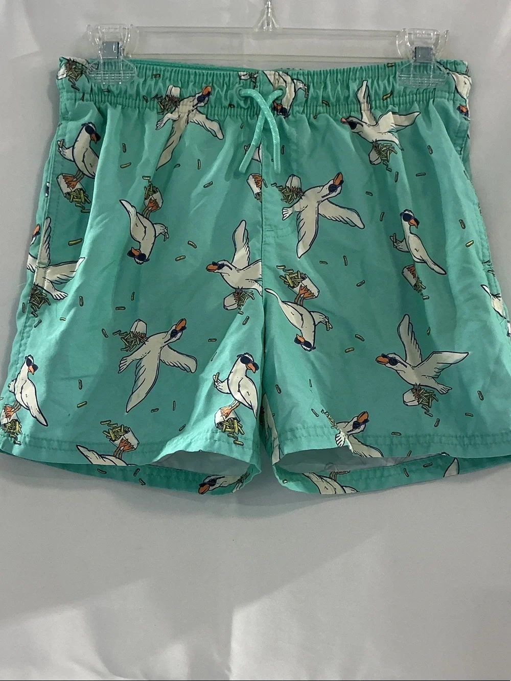 Cat & Jack Teal Seagull Pattern Kids Swim Trunks